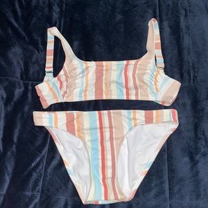Xhilaration Pastel Striped Bikini Swimwear Set - D/DD Top | L Bottoms